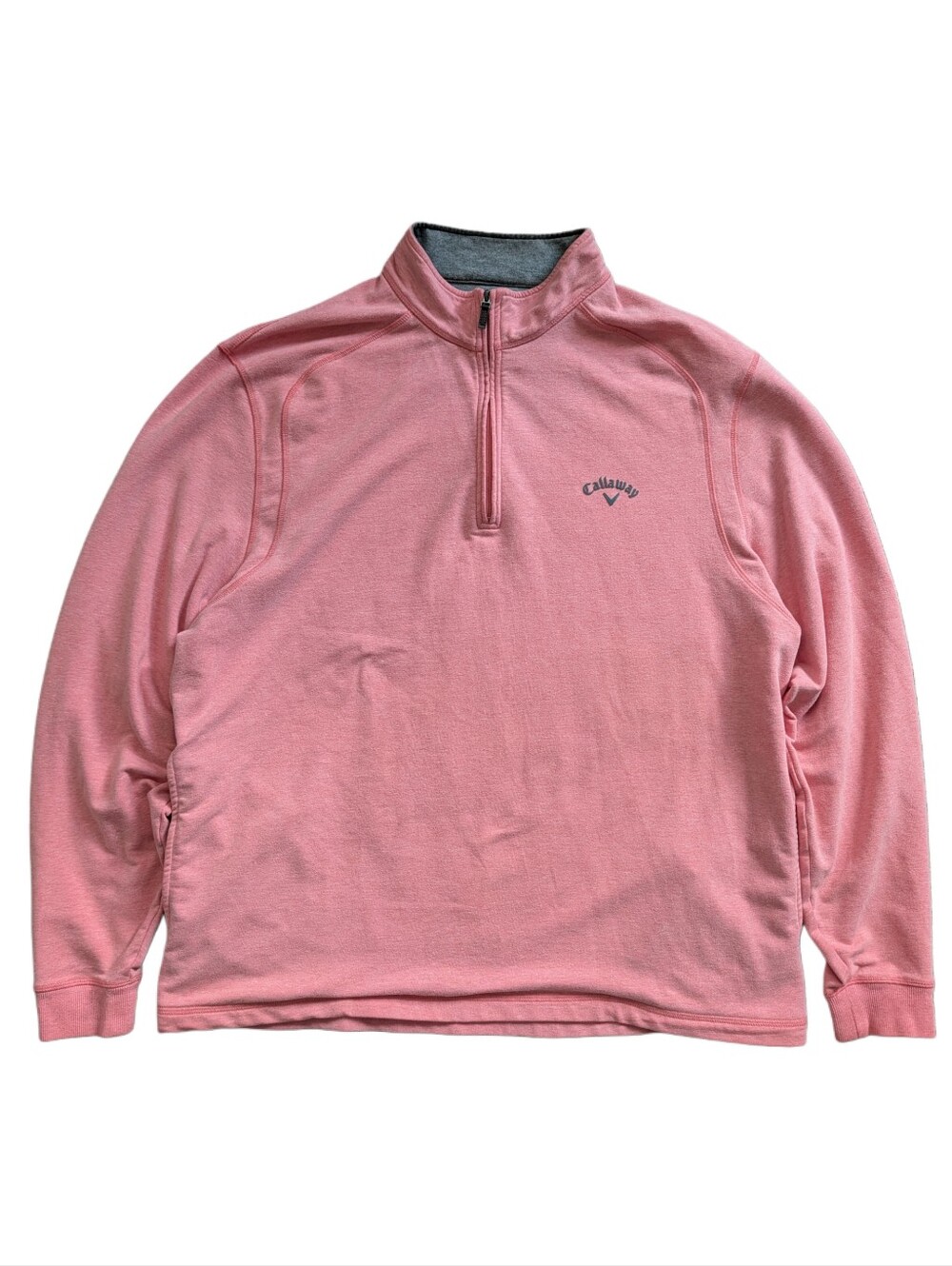 Callaway Mens Pink Quarter Zip Golf Preppy Pullover Sweater Size Large